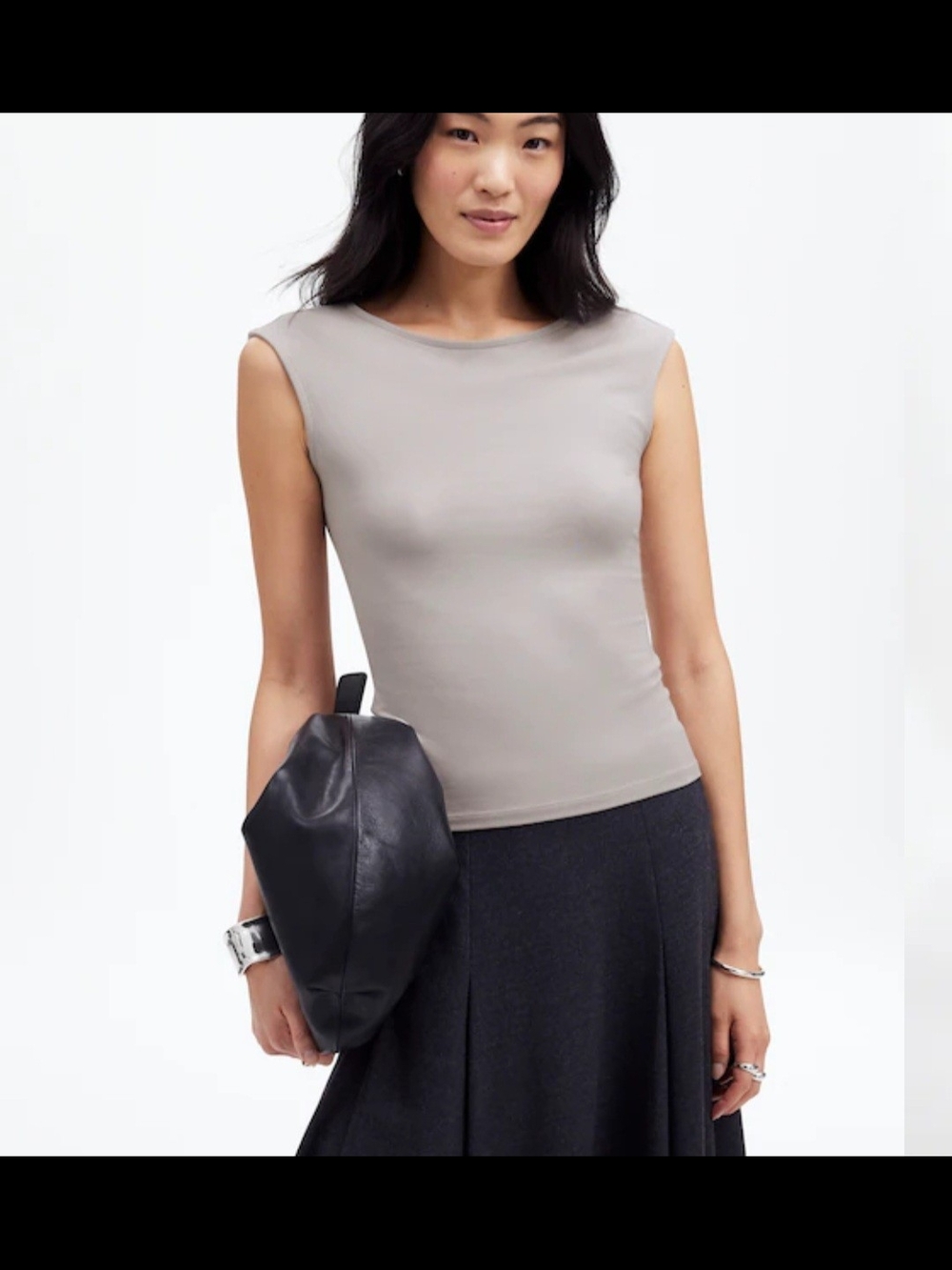 Madewell Scoopneck Cap-Sleeve Tee in Light Taupe